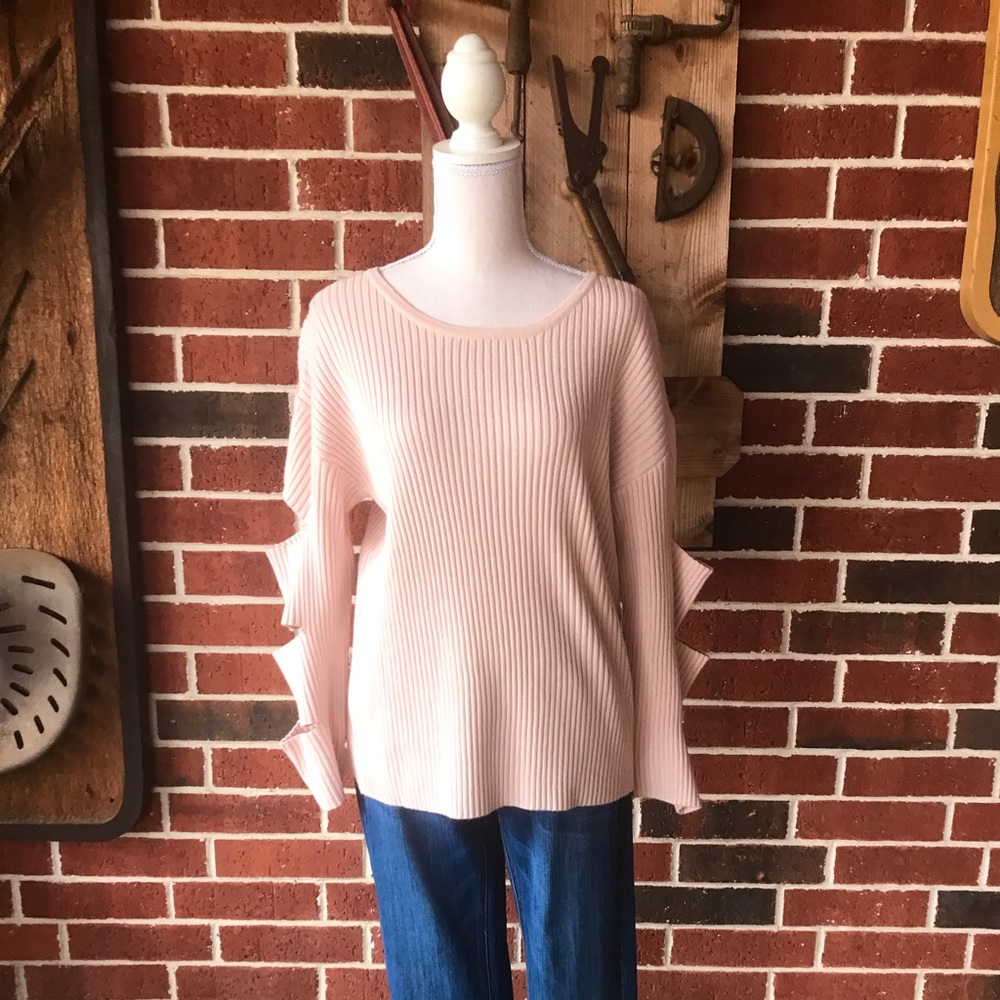 Pink Top with Cut Out Sleeves